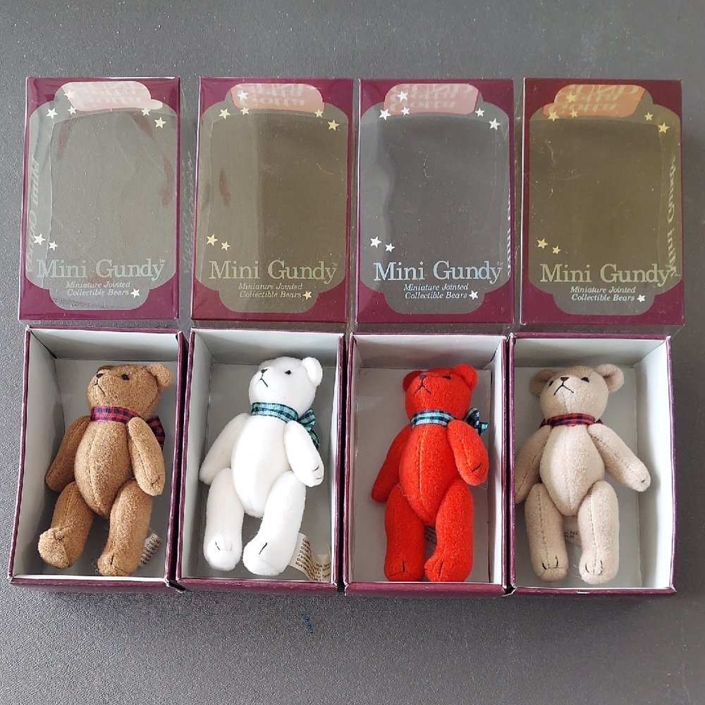 Gund Mini Gundy Bears - Set of 4: Brown, White, Red, Tan